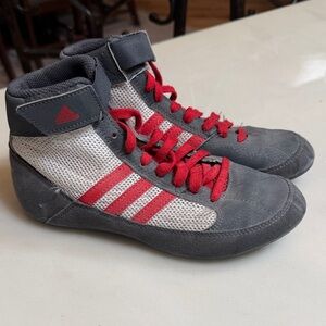 Adidas Red and Gray High-Top Sneakers